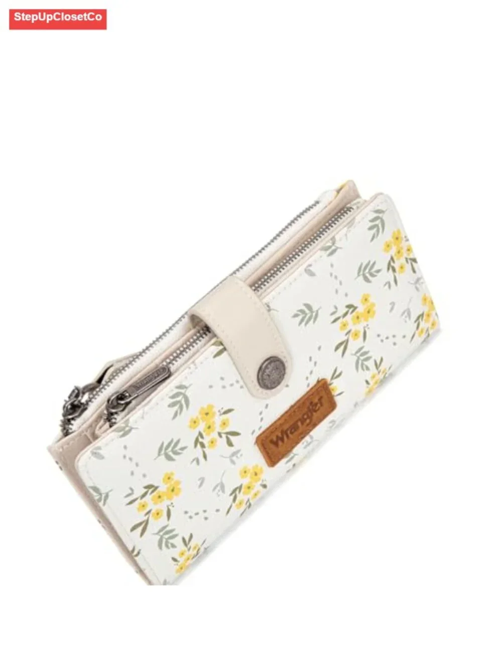 Wrangler Large Bifold Wristlet Wallet with RFID Blocking, Faux Leather Clutch